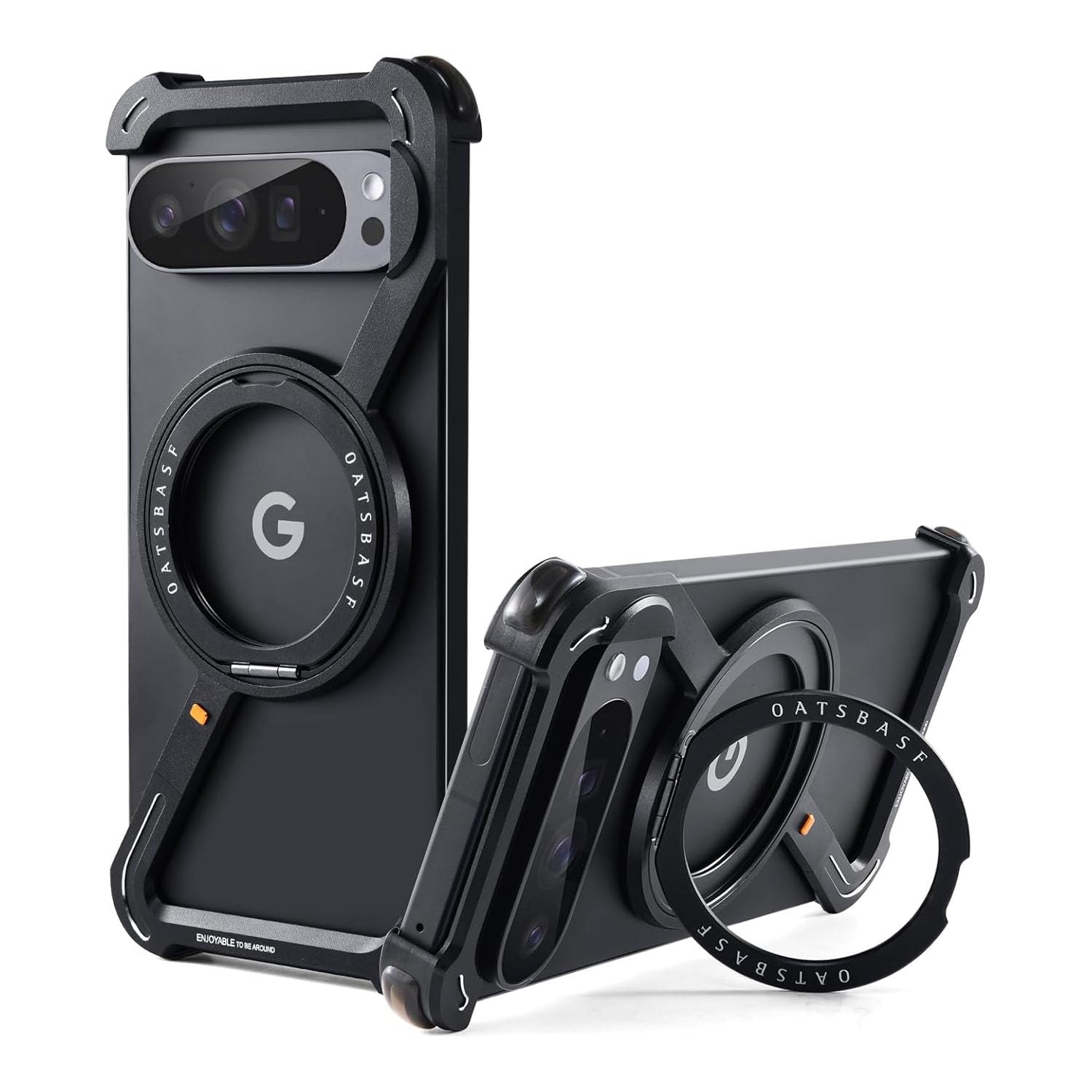 Ymuyus Z Shape Case for Pixel 9 Pro XL,360° Rotation Kickstand Aluminum Metal Frameless Design Bumper Shock Case (for Pixel 9 Pro XL) Black