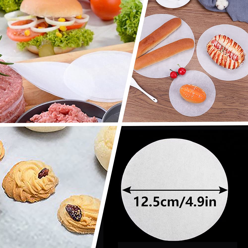 Carta Antiaderenti per Burger Patties 500 Pezzi,Diametro 12.5cm, Divisorio per Polpette di Hamburger,Ideale per Tenere le Polpette in Frigo o Fare Hamburger a Casa