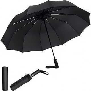 Umbrella Windproof Travel Umbrella - Compact, Light, Strong and Portable - Wind Resistant, Small Folding Backpack Umbrella for Rain - One Button Auto Open