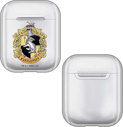 Head Case Designs Funda de cristal duro transparente con licencia oficial de Harry Potter Hufflepuff Crests and Shields compatible con Apple AirPods