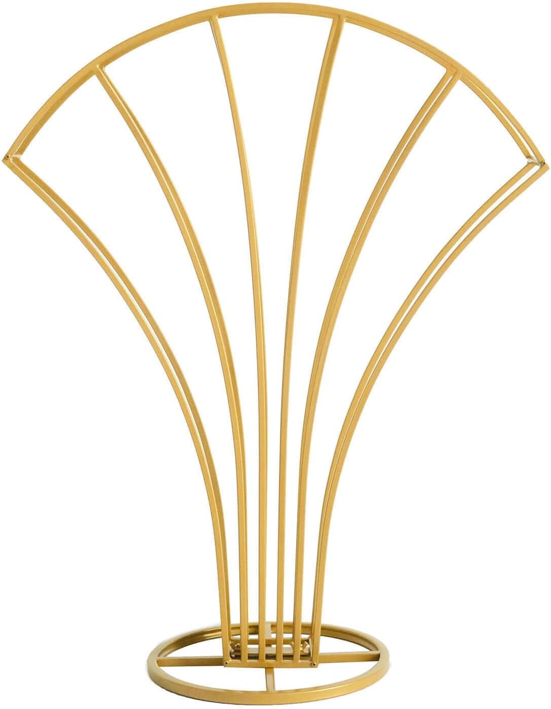 Efavormart 32" Tall Gold Metal Scalloped Fan Shape Flower Frame Table Centerpiece, Wedding Floral Display Stand