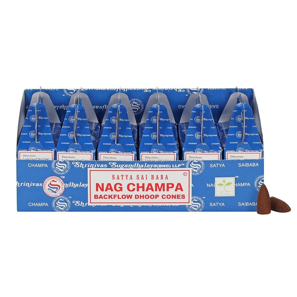 HID Interior BOX OF 6 Packs (144 Cones) SATYA NAG CHAMPA BACKFLOW DHOOP CONES