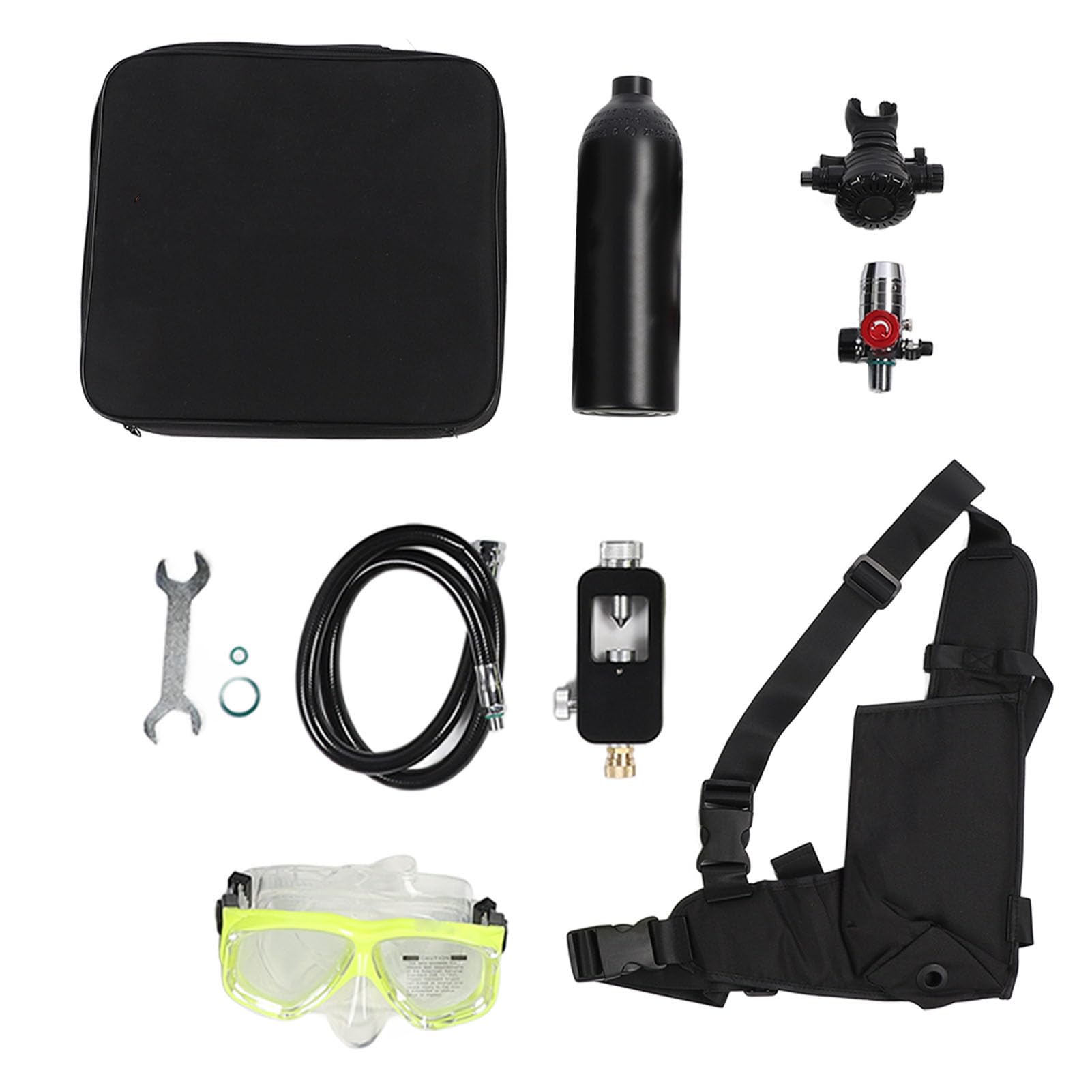 Tanque de buceo de 1l para rescate acuático y exploración de calas con accesorios completos 8