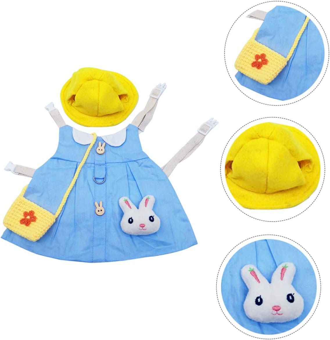Housoutil 3 Sets Luxurious Rabbit Clothing Harness Suit Pet Hat Ornament for Daily Strolls Weekend Celebrations