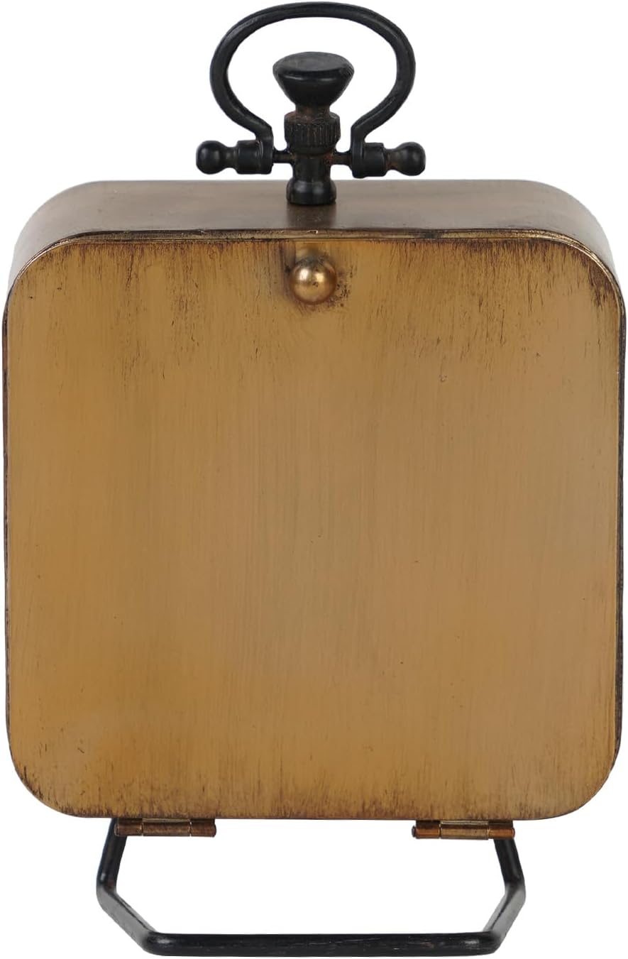 NIKKY HOME Vintage Silent Non-Ticking Table Clock with Handle, Shelf Desk Top Clock Battery Operated, Retro Home Decor for Living Room Mantel Desktop Countertop, Antique Gold