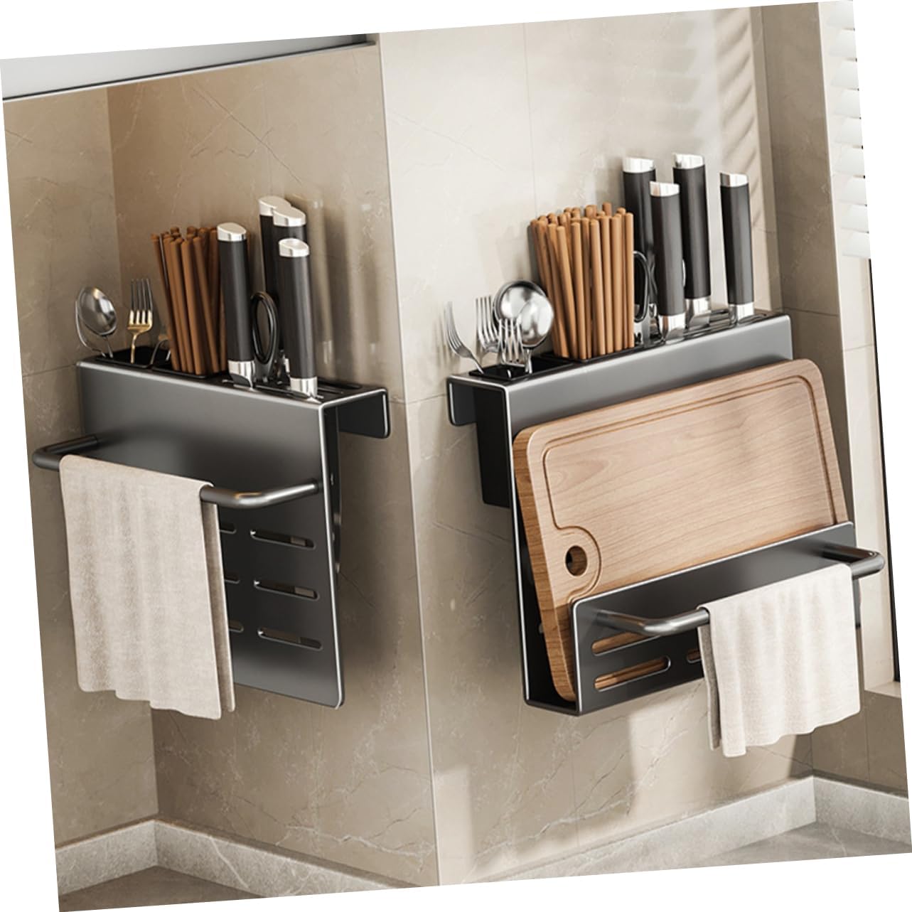 Elegant Kitchen Decor Wall Cutlery Rack Chopstick Holder Utensil Storage Space-saving Design for Spoons Forks Knives