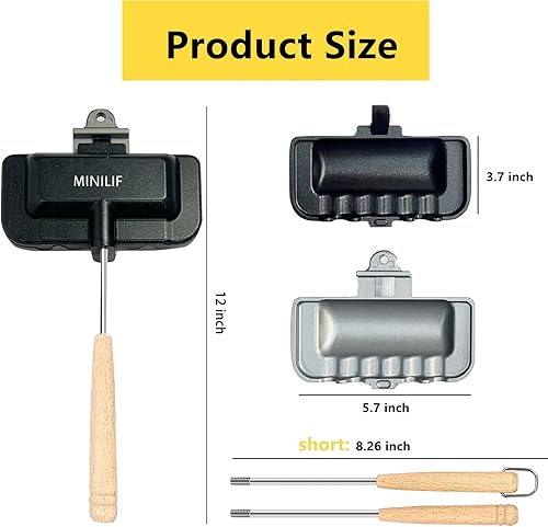 Miniatura 2 de MINILIF Sartén para hornear sándwich de doble cara sartén de doble cara para tortillas de desayuno panqueques frittata y tostadas bandeja extraíble