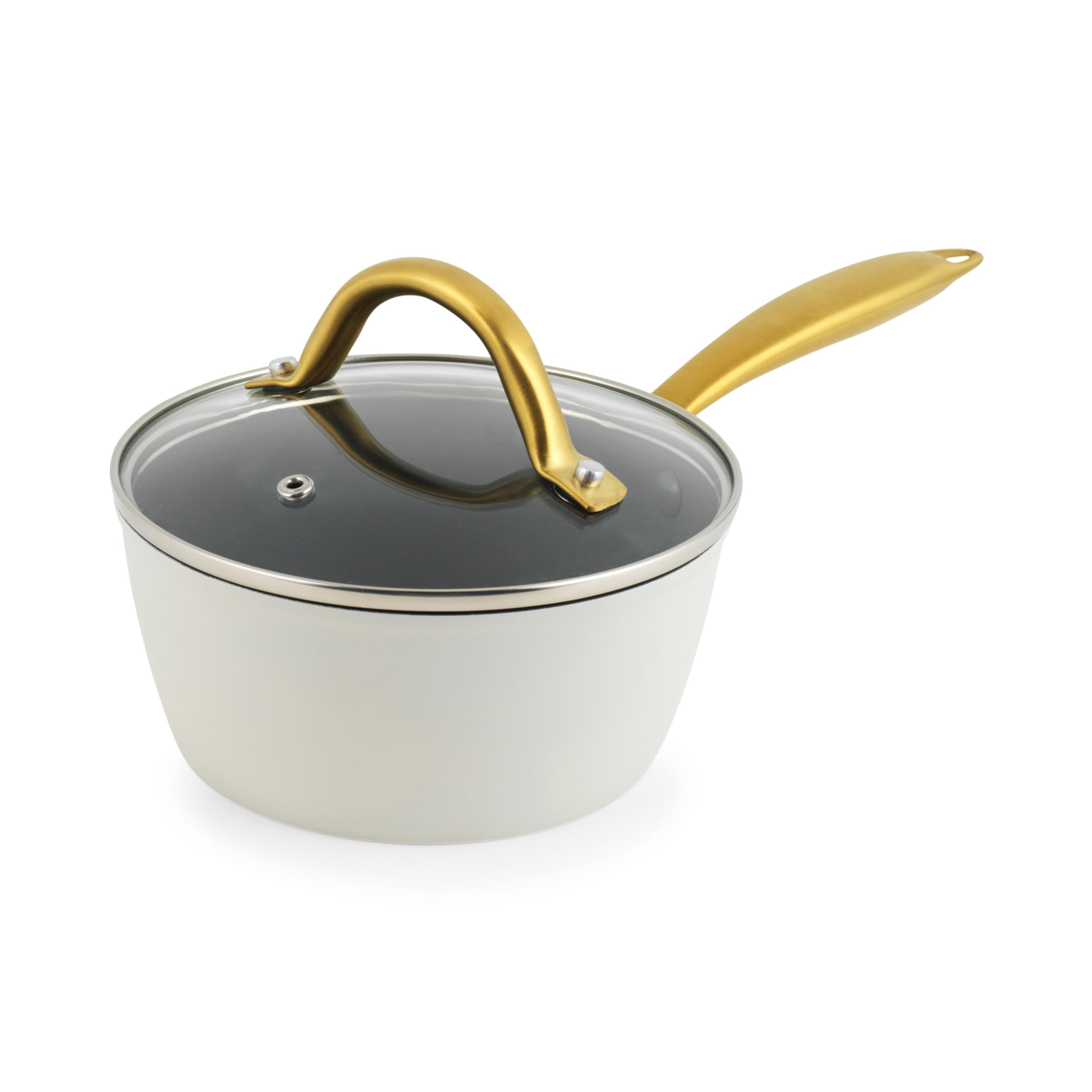 Salter Aerotech Pro 16 cm Saucepan – 30 x Tougher Non-Stick Coating*, Oven Safe Cooking Pot, Tempered Glass Lid with Steam Vent, Induction Suitable, Metal Utensil Safe, Forged Aluminium