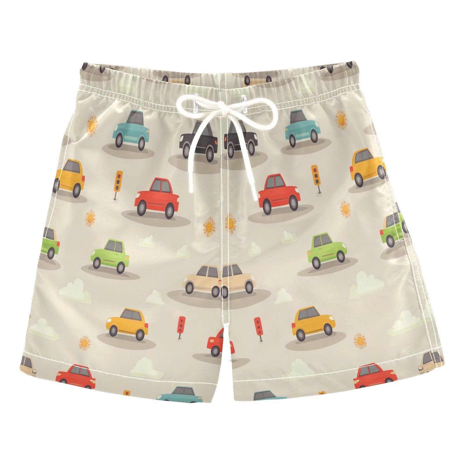 Jucciaco Boys Beach Board Shorts Monster Truck Light Sun Swim Trunk Teen Swimwear Multicolor