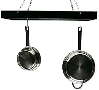 Vista 3 de Fox Run Estante para colgar ollas de cocina, estante rectangular con cadenas y 6 ganchos