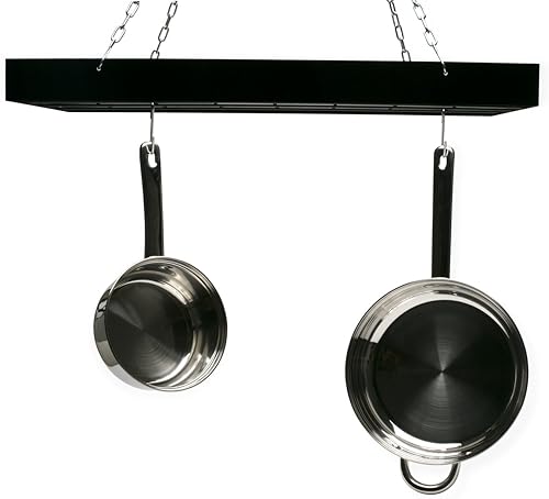 Miniatura 3 de Fox Run Estante para colgar ollas de cocina, estante rectangular con cadenas y 6 ganchos