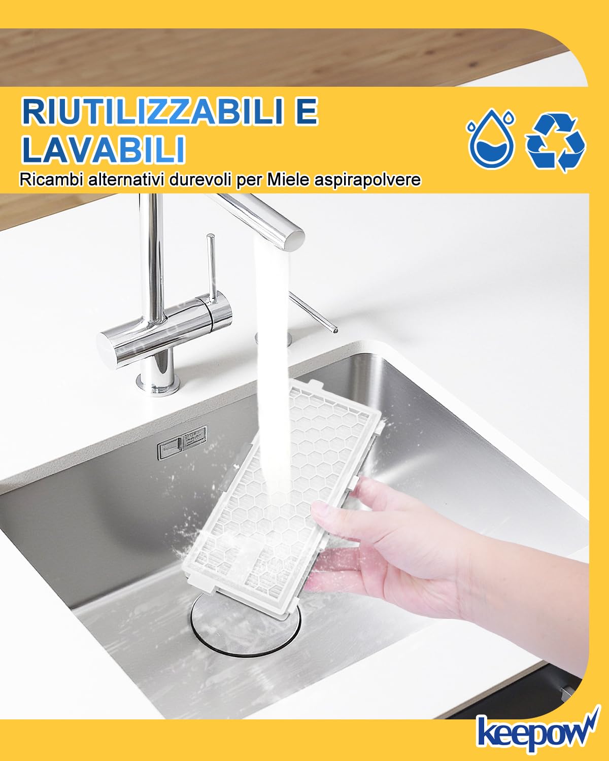 KEEPOW 2 Filtro HEPA Airclean Plus 50 per Miele Complete C3, C2, Filtro Hepa Airclean 50 per Miele Compact C1, C2, S8340, S8360, Filtri Aspirapolvere Compatibili con Serie S4000, S5000, S6000, S8000