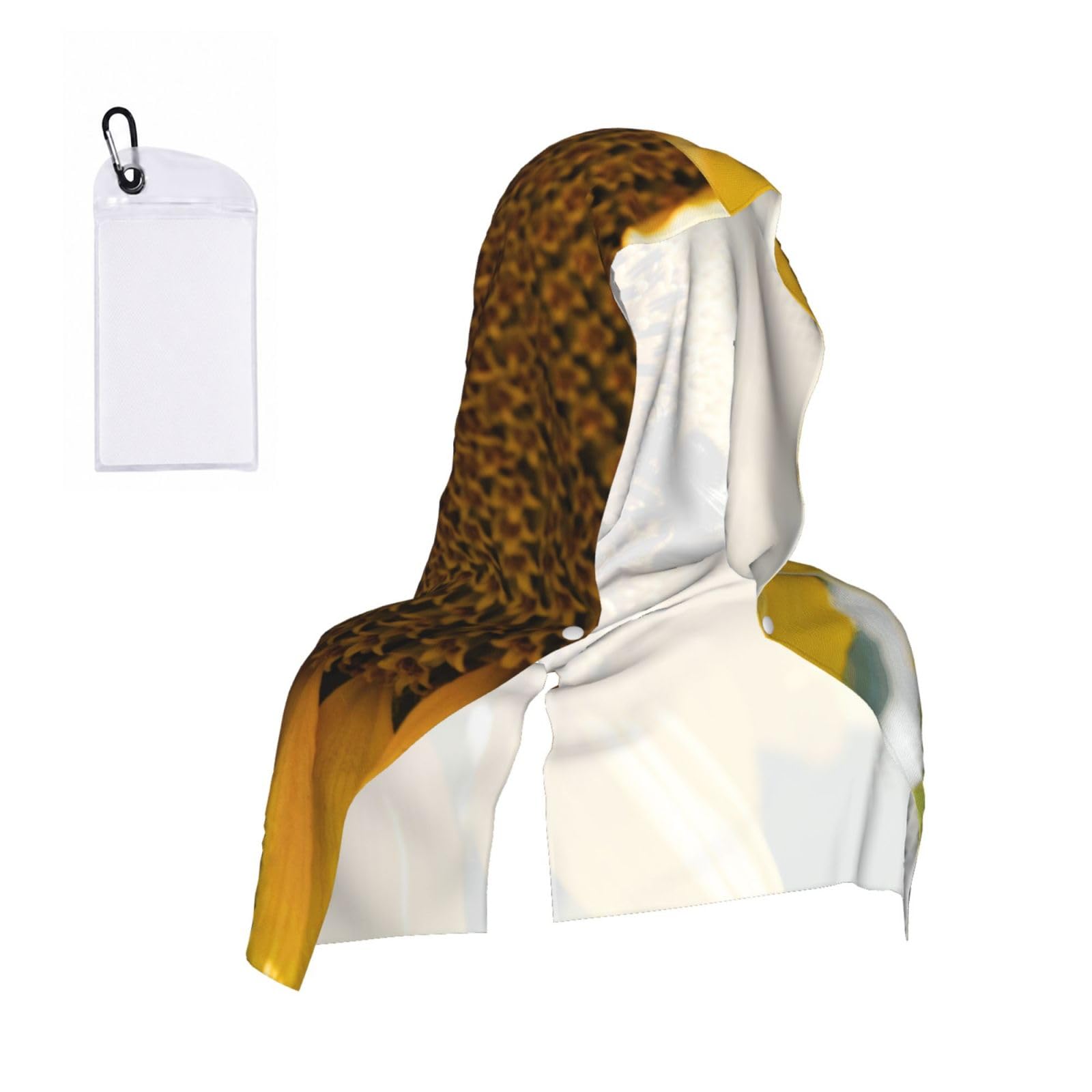 Sunflower Bee Pollen Cooling Towel Hooded-Instant Chill Neck Cover for Sports, UV Cooling Rag for Running Gym