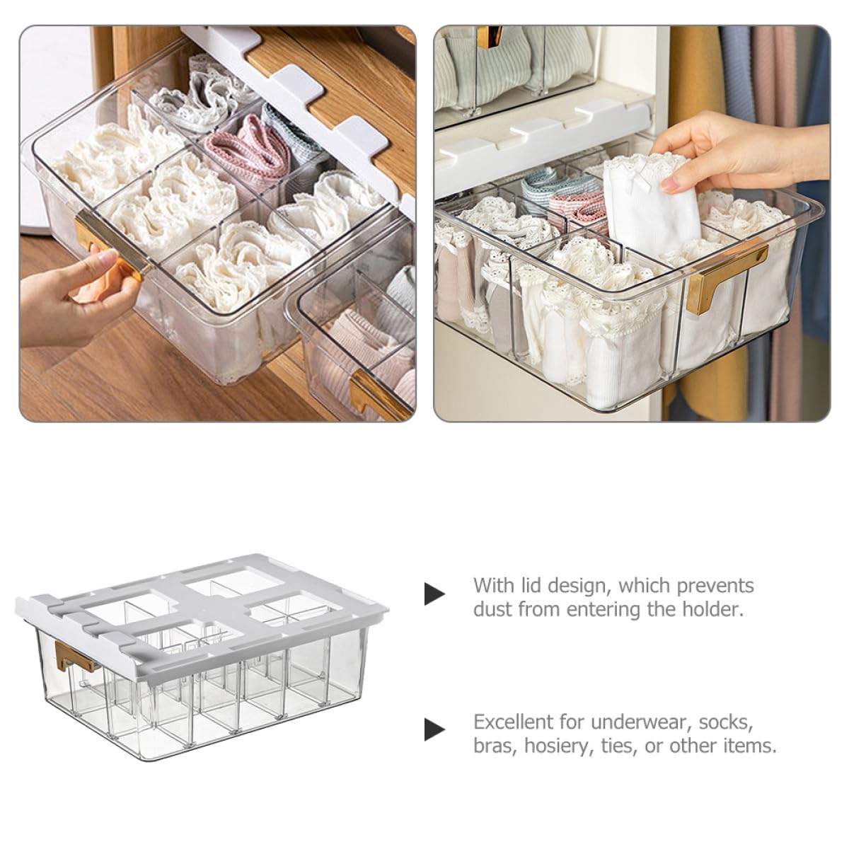 Multifunktionale Pet Schubladenbox mit Mehrfachfächern und Deckel zur Organisierten Aufbewahrung von Socken und Bhs im Kleiderschrank Zuhause