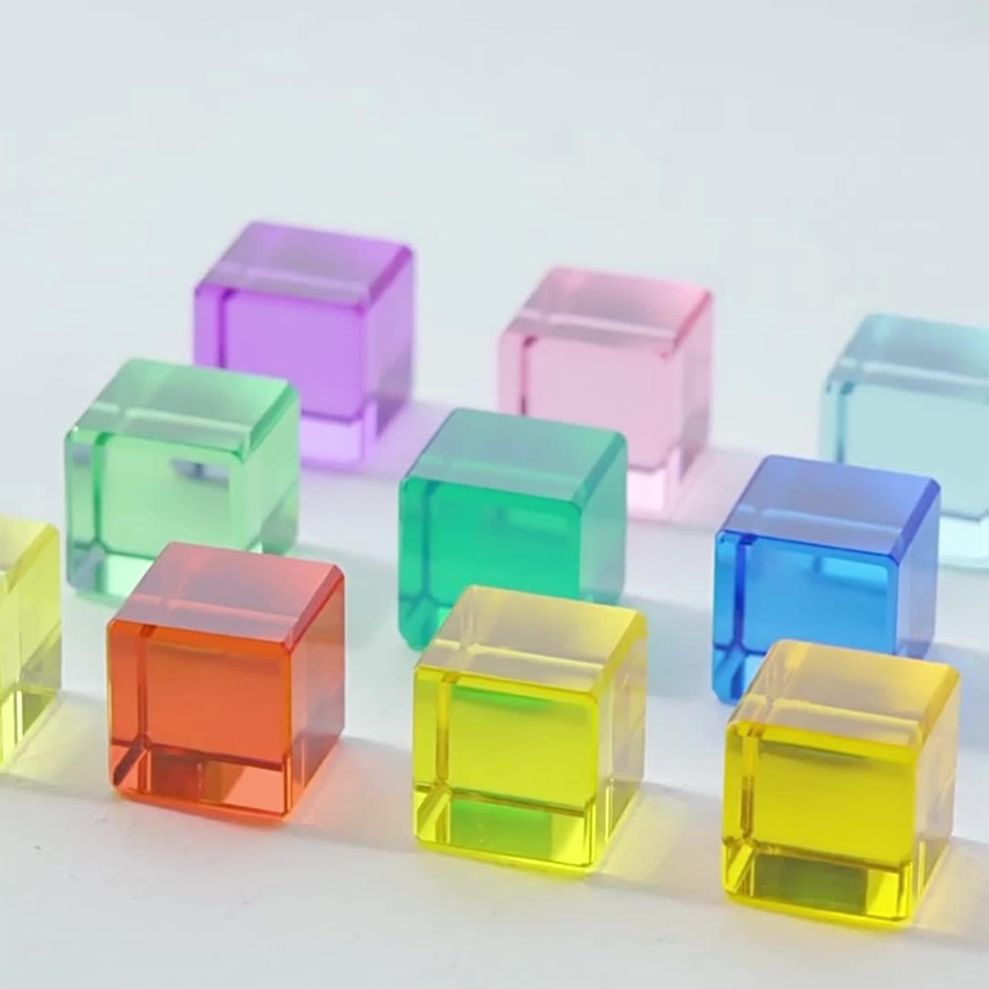 16 Blocchi Sensoriali Arcobaleno In Acrilico - Magnetici E Trasparenti - Giocattoli Educativi Per Bambini 3+ Anni - 3