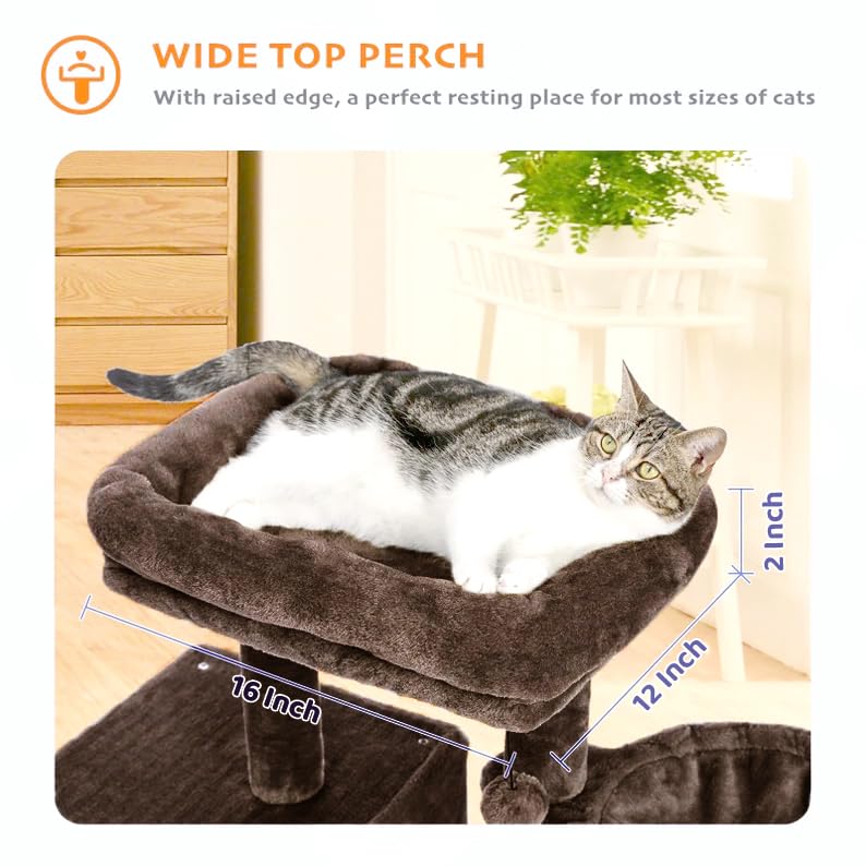 Image of Cat Tree with Scratching Posts, Hammock and Perches (FURR-30 Brown)