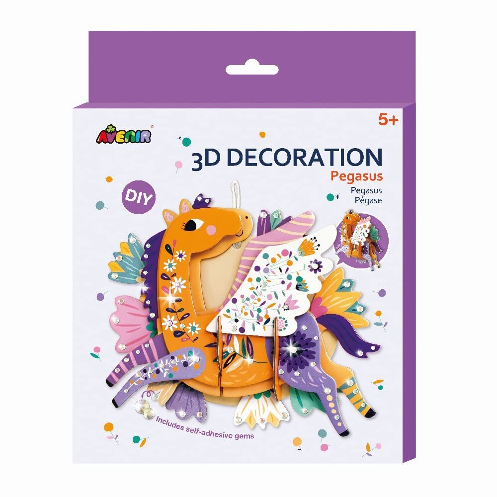 Avenir 3D Decoration - Pegasus Kit | Turn Your Wall into a Zoo! Create 3D Decorations with Pre-Cut Cardboard Puzzle Pieces | Thoughtful and Creative Gift Option for Kids 3+