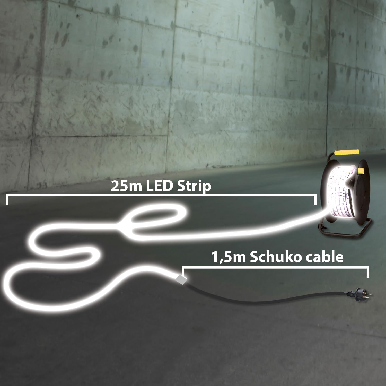 STAK RibbON Striscia LED 25 Metri con Avvolgitore – 32.000 Lumen, 4000K Luce Naturale, IP65, Flessibile e Impermeabile per Uso Professionale in Cantiere e Esterni