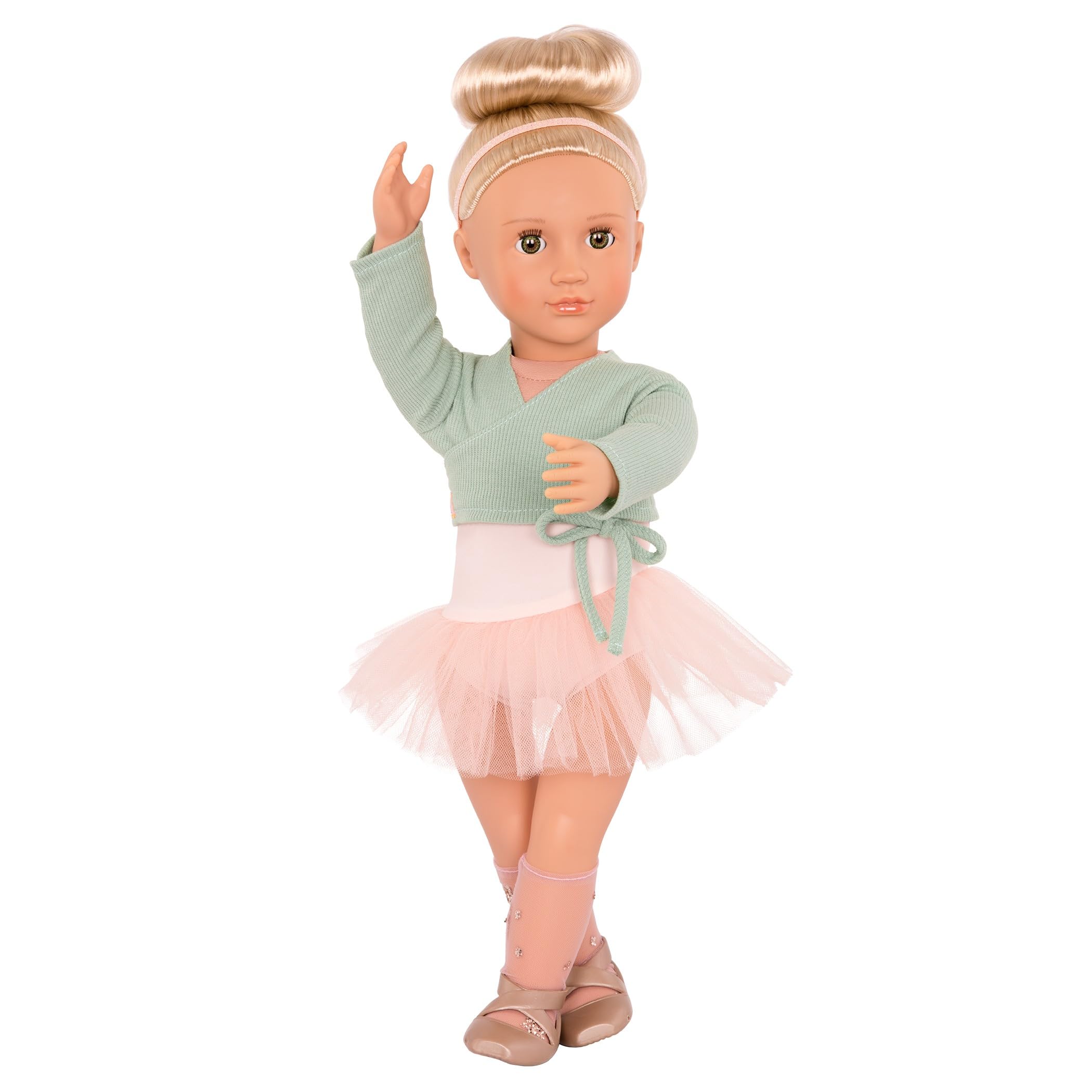 Our Generation Ballerina-Puppe 46 cm, realistische grüne Augen und Blondes Haar, rosa Ballettkleid und Shrug-Outfit, Fantasie-Spiel, Spielzeug für Kinder ab 3 Jahren, lila