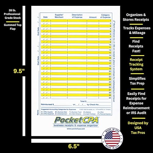 Miniatura 7 de Sobres organizadores de recibos. Organizadores de 3 vías que almacenan recibos, rastrean gastos y te permiten encontrar recibos rápidamente. Incluye
