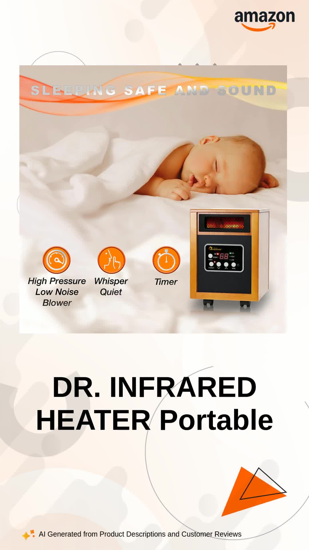 DR. INFRARED HEATER Portable Space Heater, Original, 1500-Watt