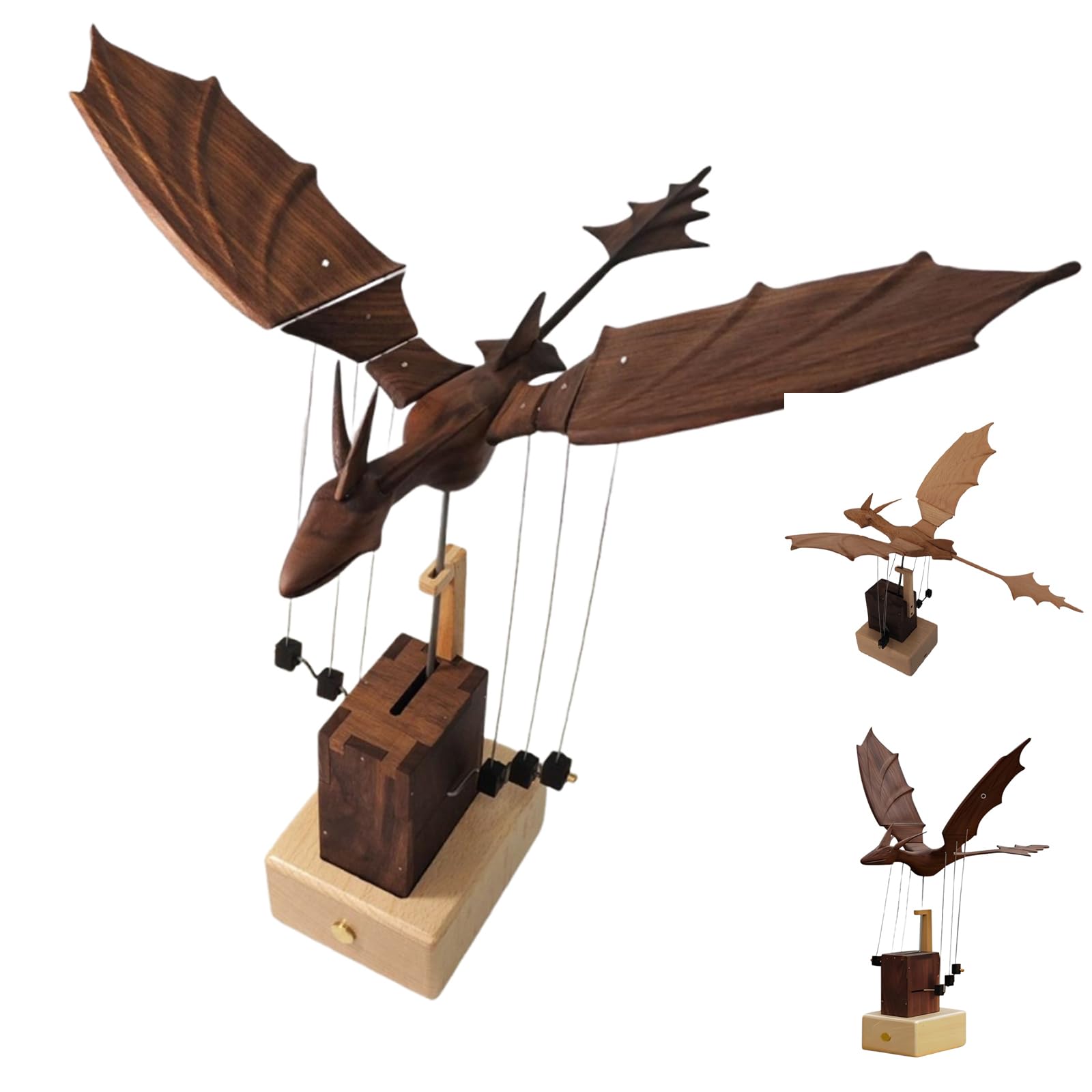Modèle d'automate de dragon dynamique en bois 3D mécanique et électrique pour adulte