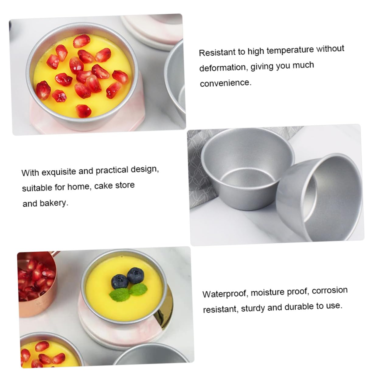3piezas Moldes Prácticos Para Hornear Tartas y Pasteles Inoxidable No Deforma No Rayan y Antiadherentes