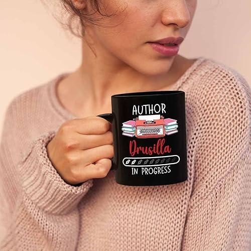 Miniatura 5 de Taza de café personalizada de nuevo escritor de 11 onzas, 15 onzas, taza de café de cerámica negra de autor en progreso, tazas de viaje de escritor