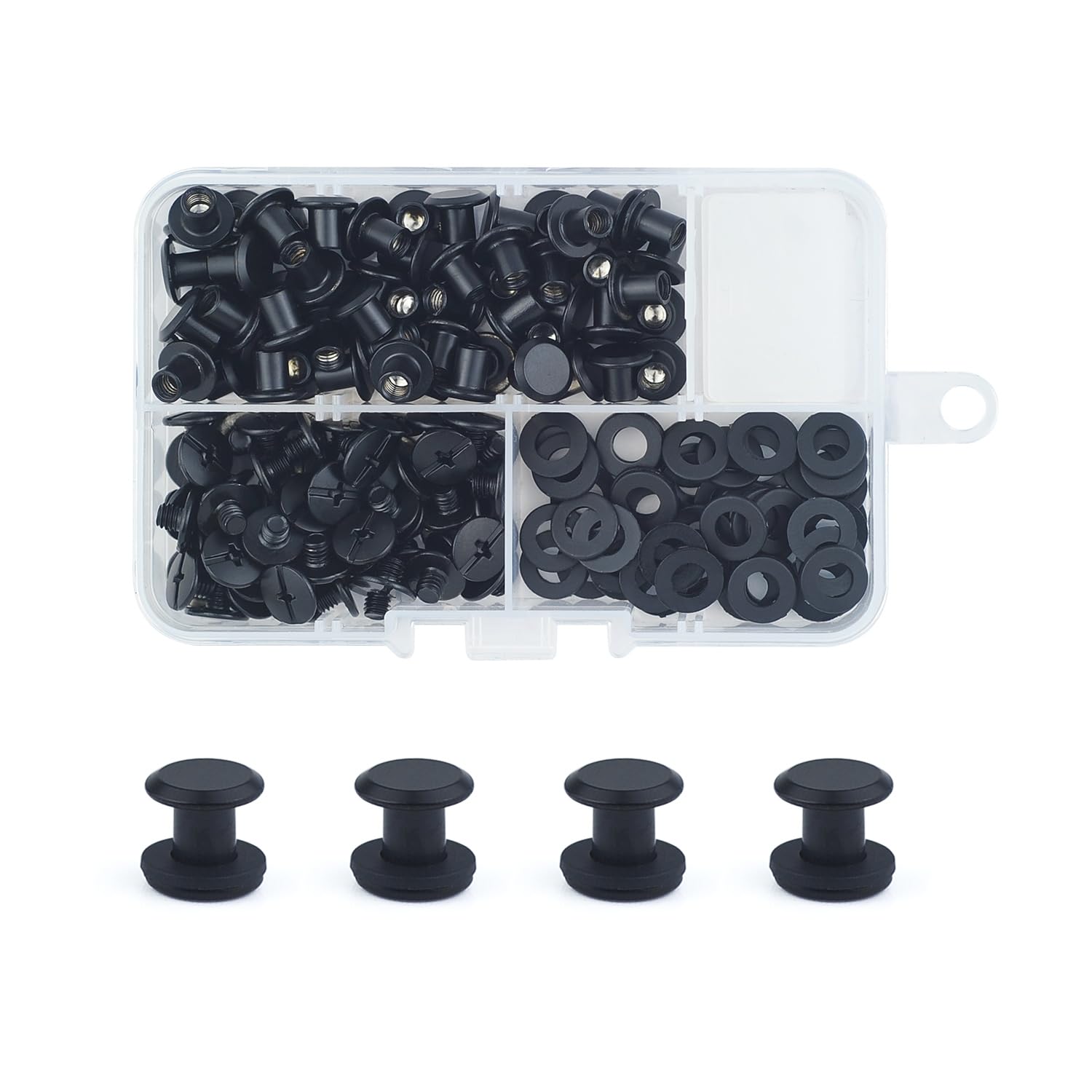 60Pcs Chicago Screw Posts, M5*6mm Rivet Chicago Binding Screws Matte Black