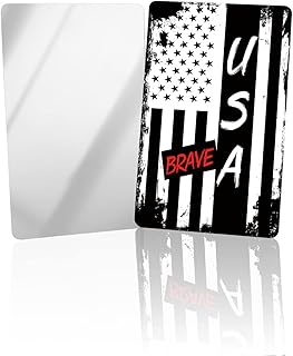 OComster American Black Star Retro Flag Thin Line Compact Mirror Bulk Mini Card Mirror, USA Brave Independence Day Small Compact Mirror for Purse, Rectangular Handheld Pocket Makeup Mirror