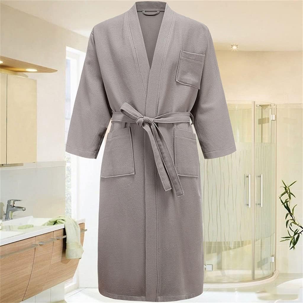 Bathrobes Cotton Men's Bathrobes Couples Waffle Robes Ladies Casual and Comfortable Pajamas Home Service
