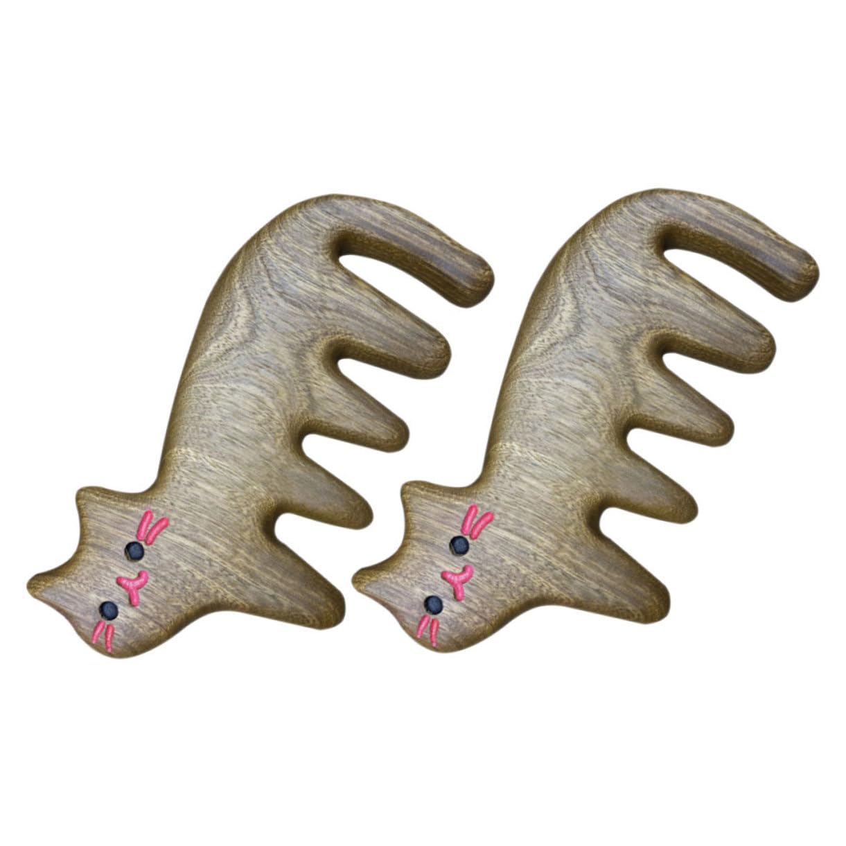 3 Ensembles Peigne Forme De Chat Lot De Peignes À Large Dents Pour Massage Pour Types De Cheveux 2 Pièces * 3