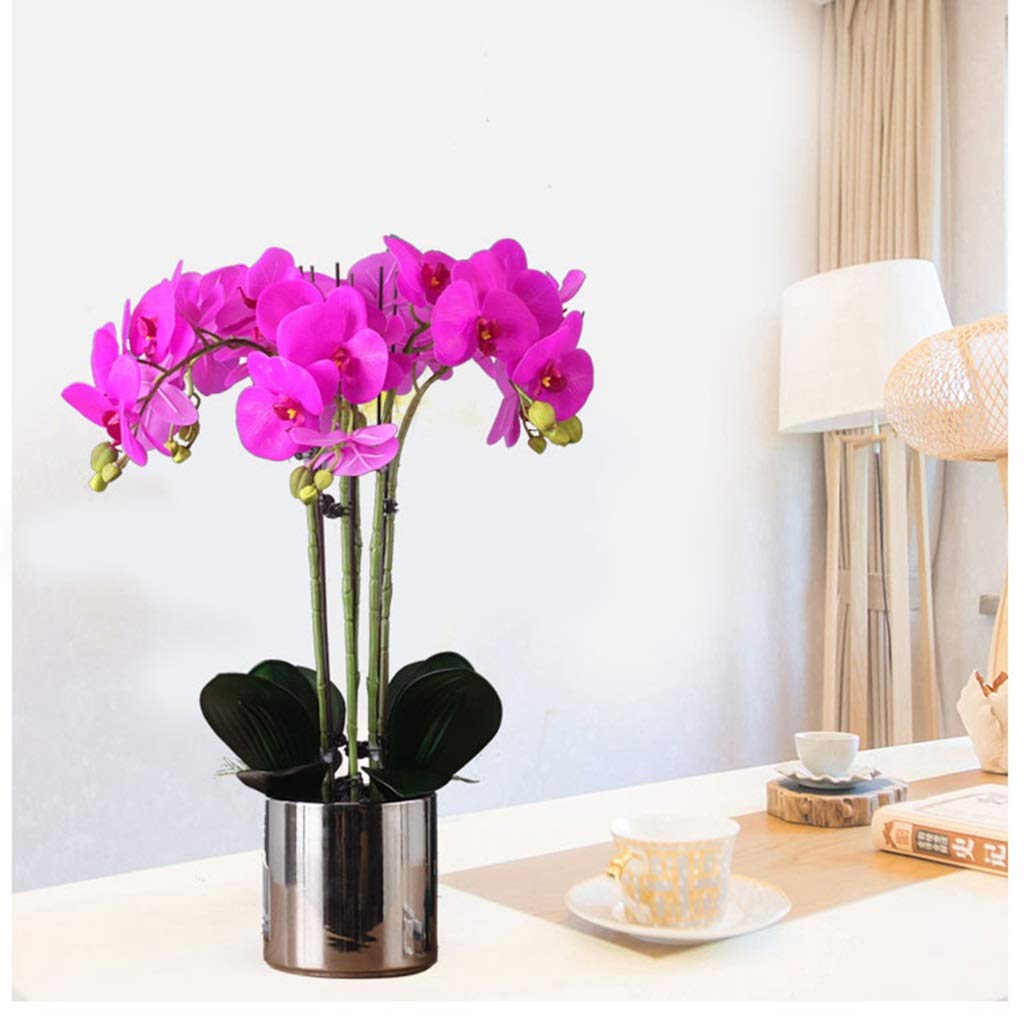 SDdPulse Orchidea artificiale Phalaenopsis artificiale fiori di orchidea finta in vaso composizione di fiori festa di nozze tavolo da pranzo squisita decorazione casa ufficio cucina essere, viola