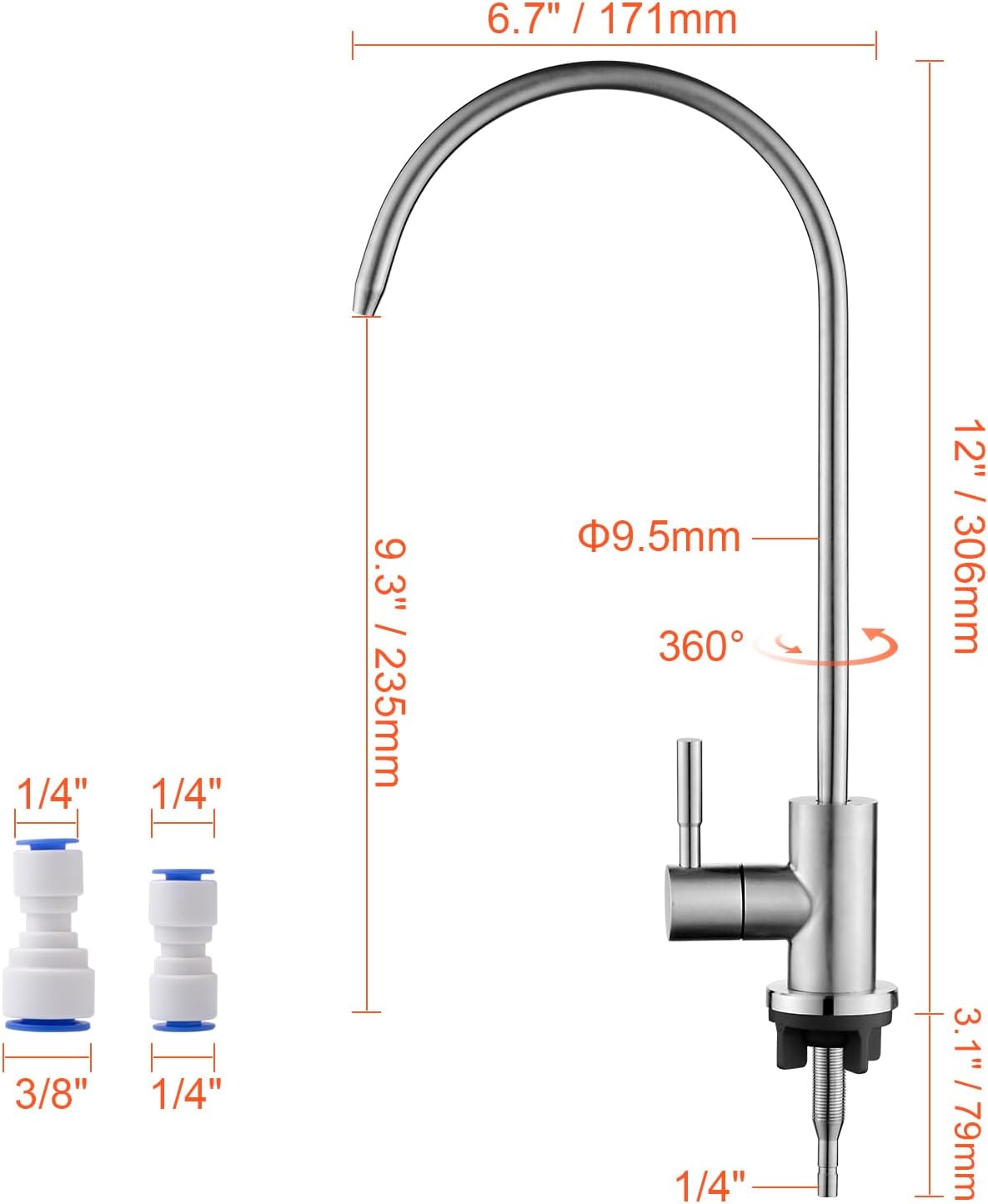 Ibergrif M22301A Faucet Dimensions