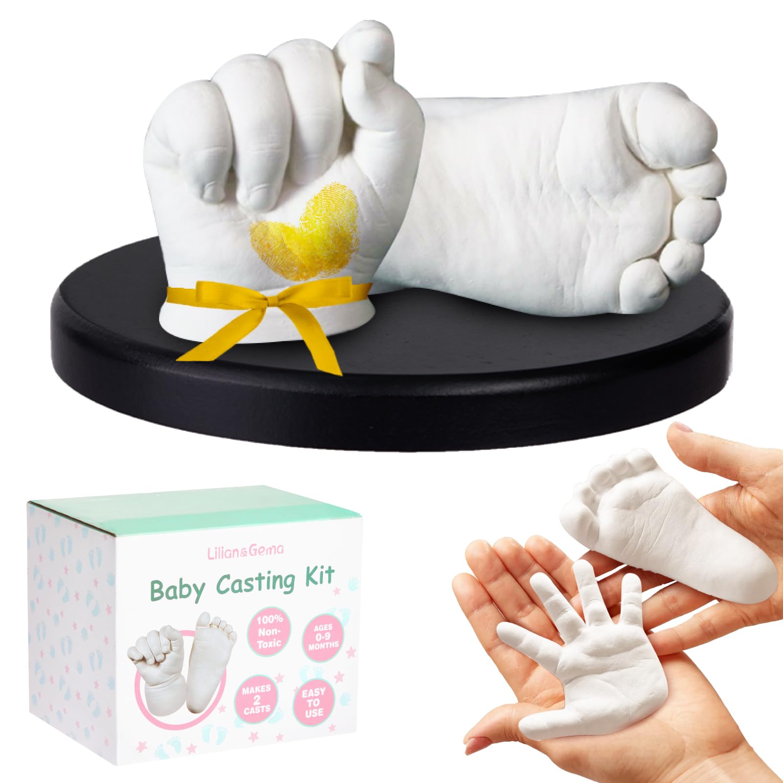 Lilian&Gema Kit Moulage Bébé 0-6 Mois Empreinte Main Pied 3D Souvenir Naissance