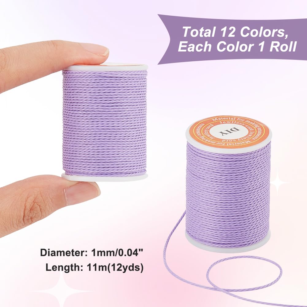 Amazon | PH PandaHall ワックスコード 1mm 蝋引き紐 カラフル 12色