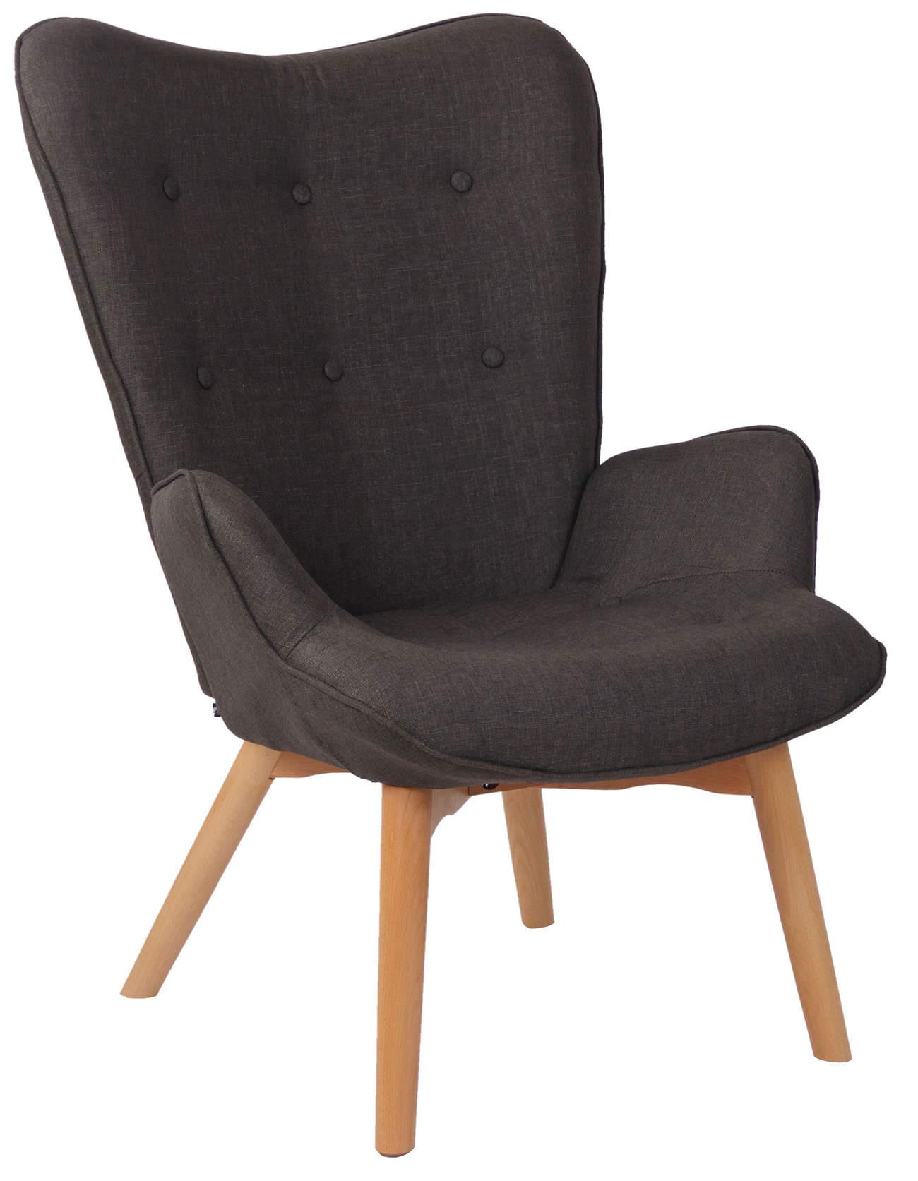 CLP Sillón Orejero Nórdico Durham Tapizado En Tela I Butaca De Salón En Estilo Escandinavo I Sillón De Lectura con Base De Madera I Color: Color:Gris Oscuro
