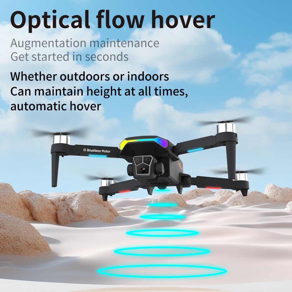 F168 Drone con Tripla Fotocamera HD, Motori Brushless, OAS Evitamento Ostacoli 360°, EIS Anti-Sballottamento, Batteria 2200mAh - Drone Pieghevole con Custodia