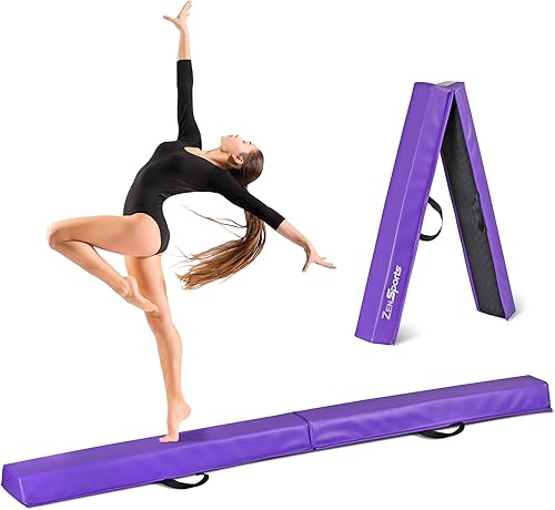 Oteymart 6FT9FT Balance Beam Folding Gymnastics Beam Extra Firm Foam Anti-Slip Bottom Equipment for Floor Home Training, Kids, Adults