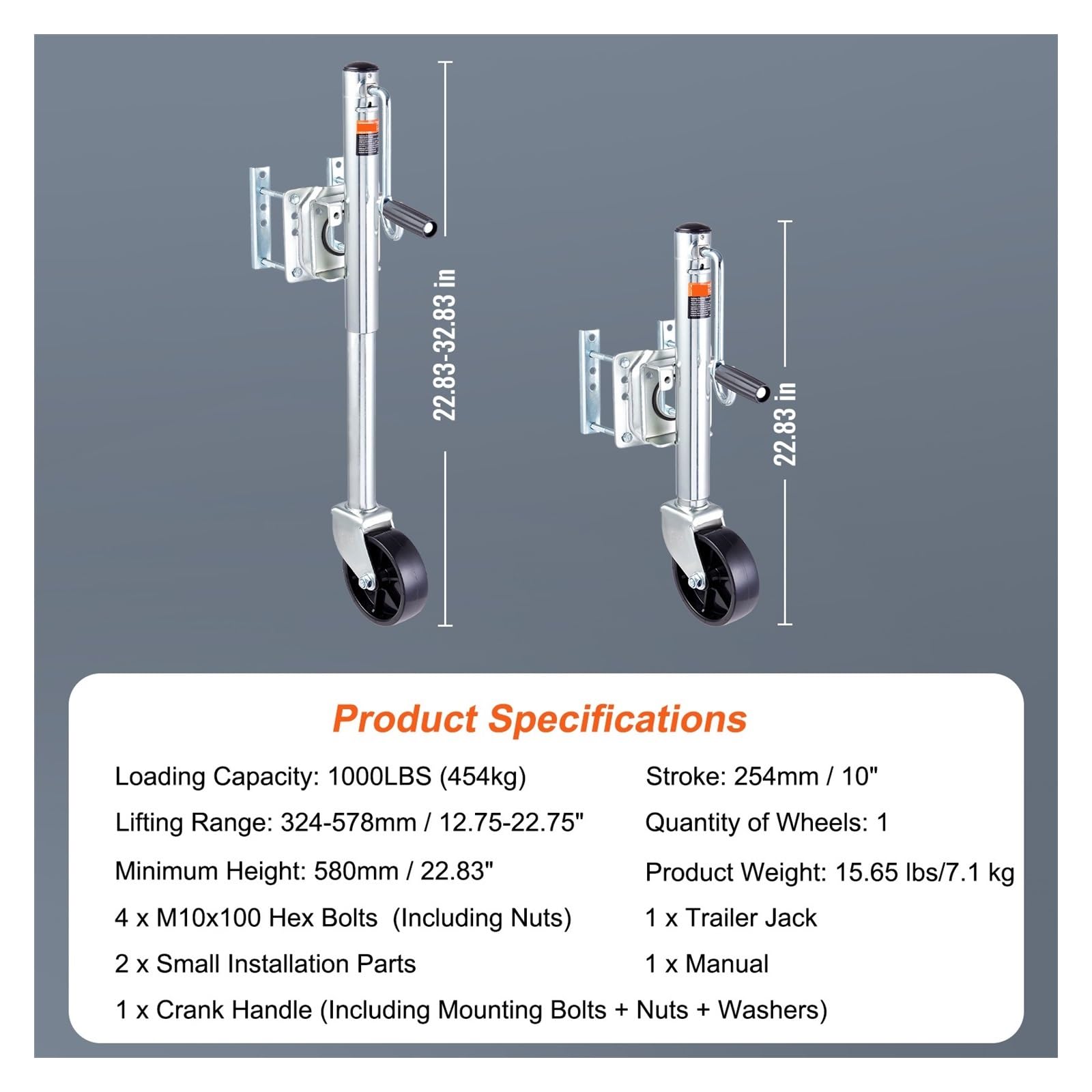 Martinetto Idraulico, 1000/1500/2000lbs Supporto per Linguetta per martinetto con Vento Laterale Solido Ruota Rotonda Sollevamento Barca Accessori per Camper Strumento per Cambio Pneumatici Idraulic