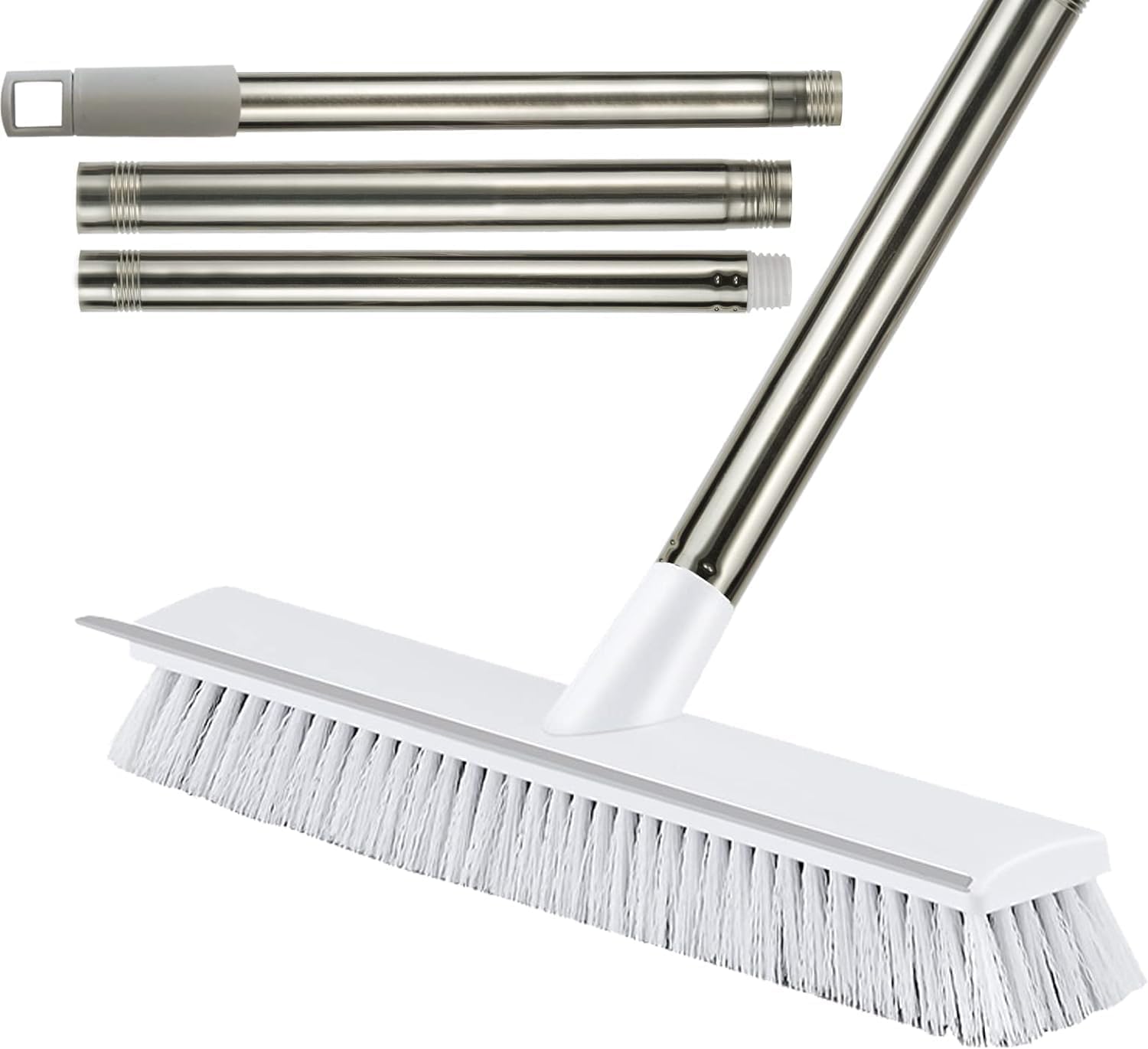 Bathroom Cleaning Brush with White Wiper 2 in 1 Tiles Cleaning Brush Floor Scrub Bathroom Brush with Long Handle Cleaning Brush Home Kitchen Bathroom Patio, Kitchen, Wall, Cleaning Supplies