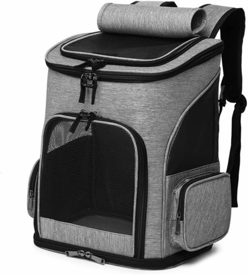 Kisangel 1pc Portable Pet Backpack for Cats and Dogs Breathable Foldable Design for Outdoor Travel Grey Cat Carrier Ventilation Comfortable and Pet Storage