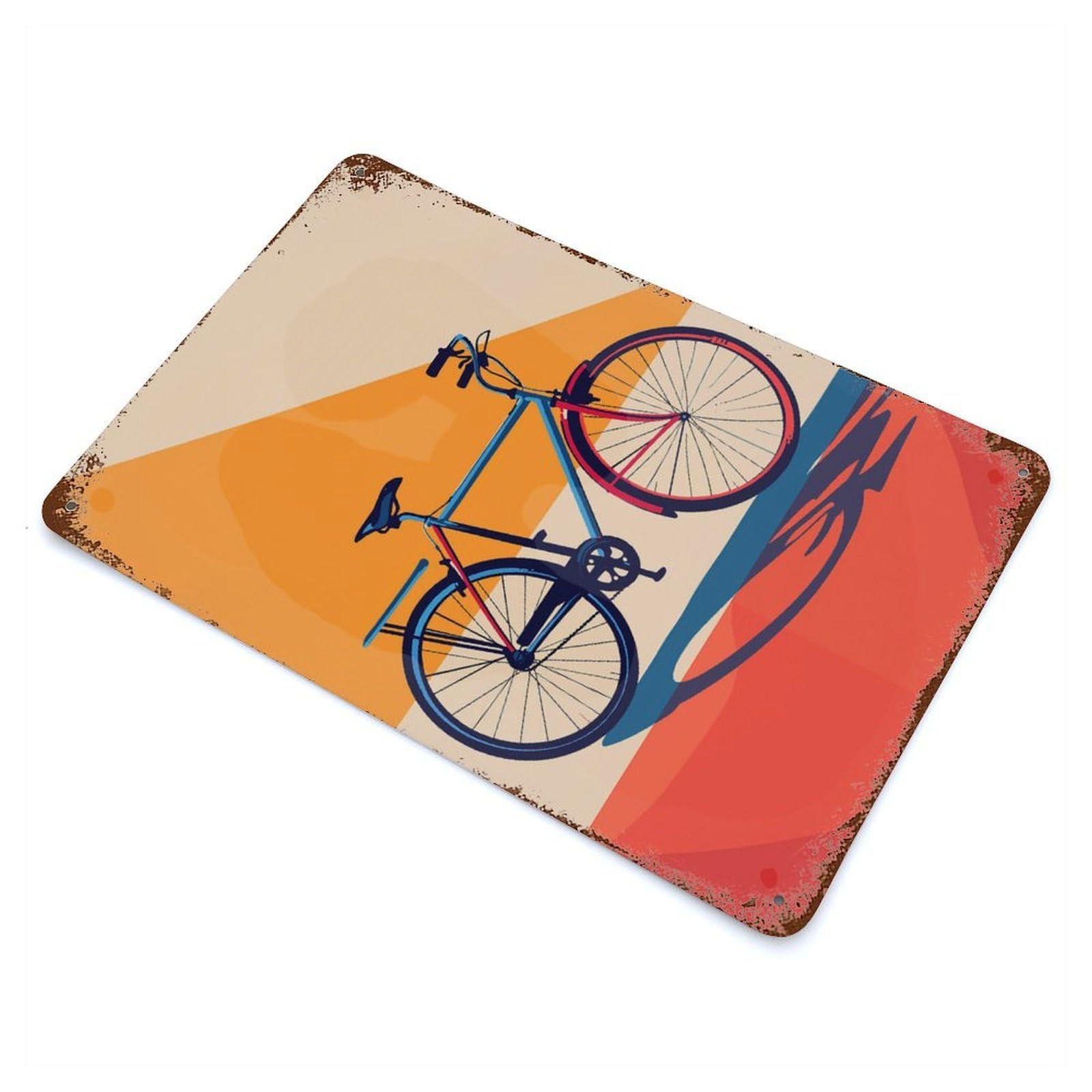 Vintage Bicycle Rust Effect Tin Sign 11.8"x7.9", Ideal for Shed, Workshop And Garage Wall Decor
