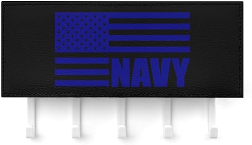 Miniatura 6 de Soporte para llaves montado en la pared de la bandera estadounidense de color azul marino, ganchos para llaves, organizador para entrada, pasillo,