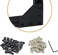 Vista 6 de 10 piezas 2020 placa de unión de soporte de esquina en forma de L, conector de extrusión de aluminio de 5 agujeros con 50 tuercas en T, 50 tornillos