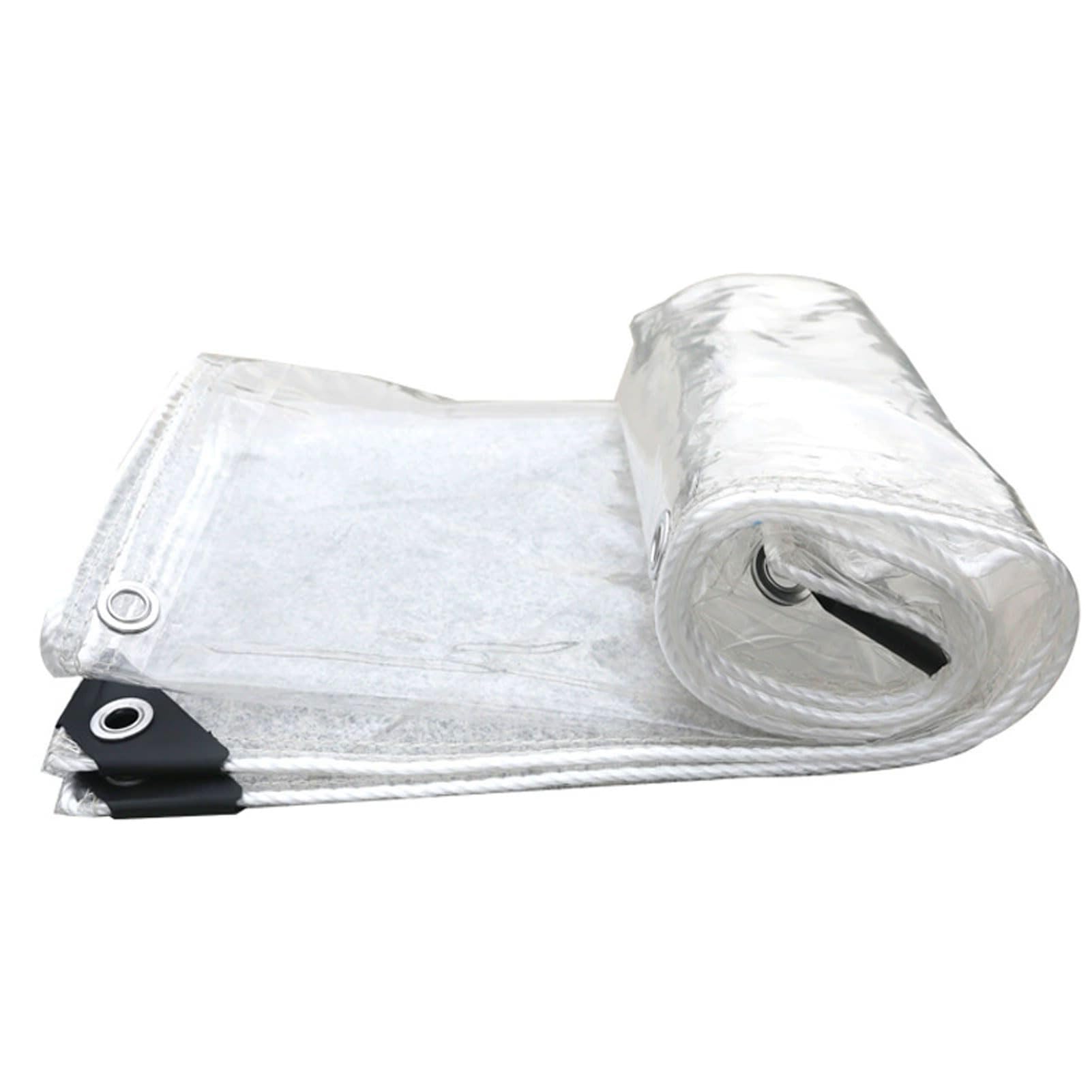 Clear PVC Tarp, Heavy Duty Transparent Waterproof Tarp with Reinforced Edges and Metal Eyelets, for Gazebo, Balcony, Greenhouse, Outdoor Storage and Plants (6x8m)