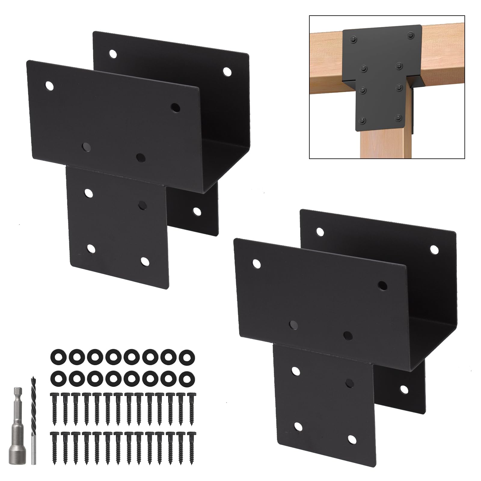 Cokritsm 2 PCS 6"x6" Post Cap Tie Rod Bracket (Actual 5.5"x5.5")