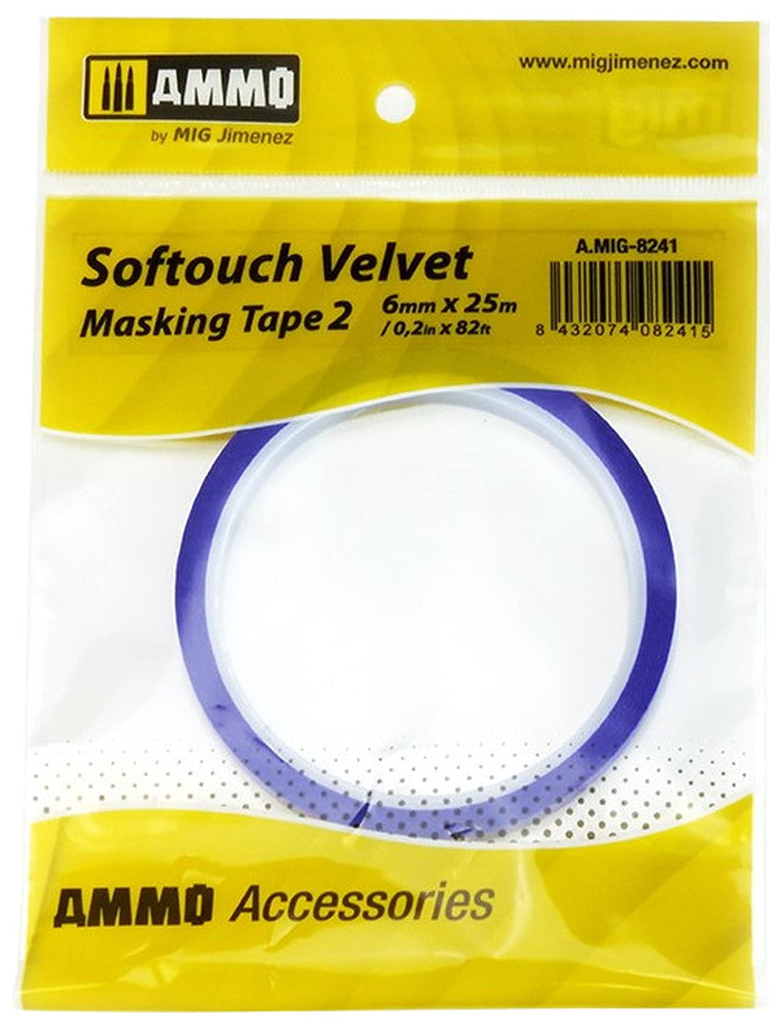 Sprue Brothers Ammo by Mig - Softouch Velvet Masking Tape #2 (6mm/0.2in x 25m/82ft), AMM8241