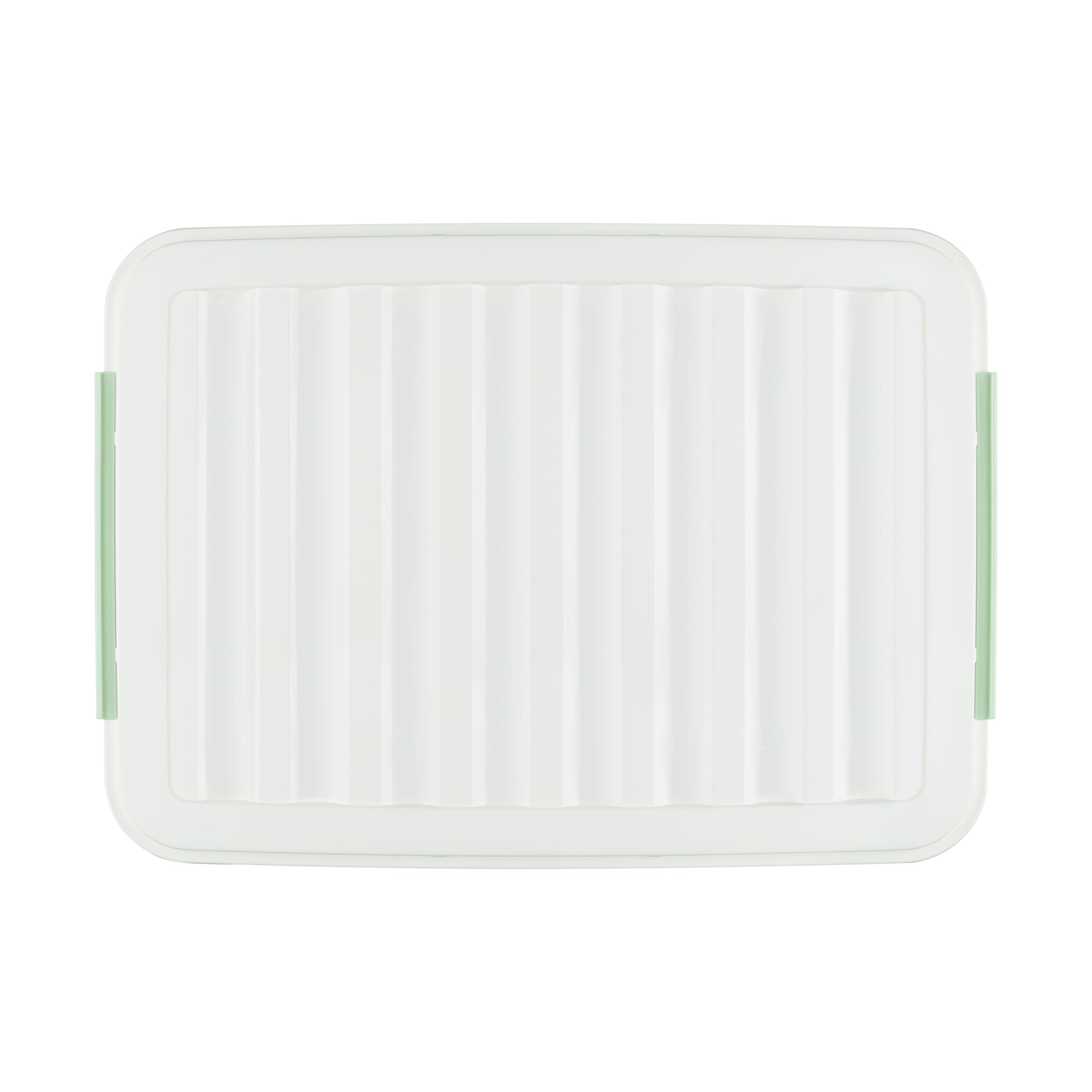 Cetomo 55L*4 Scatole di Stoccaggio con Coperchi, Contenitori in Plastica con Ruote, Clip On, Impilabili, Incastonabili, Organizzatore a Righe per Casa Ufficio, Verde, 55L-4 Pezzi