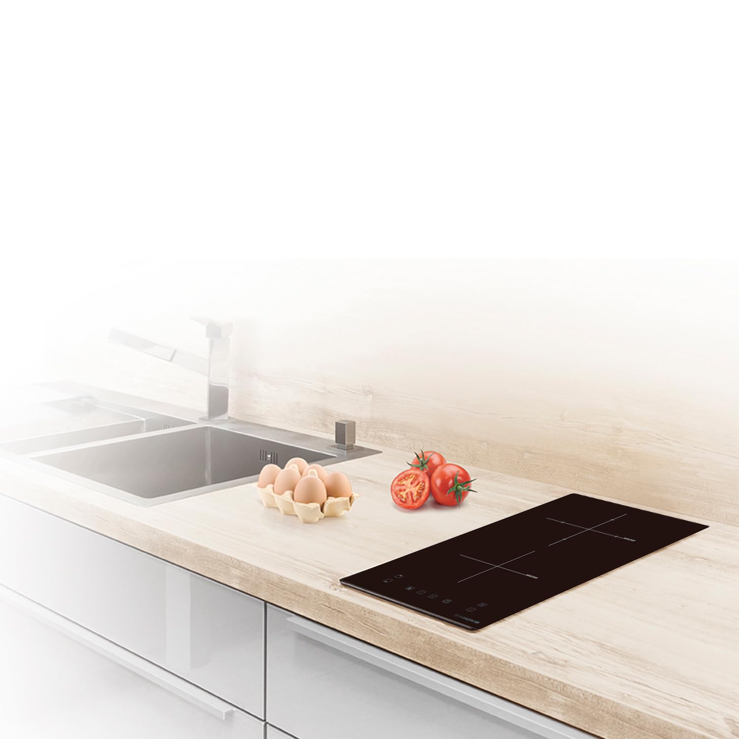 SIXHOME Placa de inducción 30 cm 2 zonas 3300 W con función Booster, control táctil, bloqueo infantil, apagado automático, color negro SXHPI30N — view 4